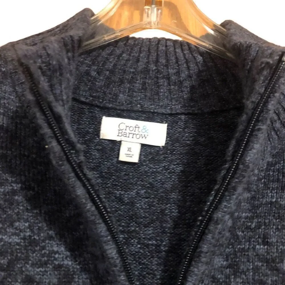 Croft & Barrow Men’s Size XL Blue 1/4 Zip Sweater Pullover Stand Collar